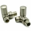 Reina Crova Corner Radiator Valves - Brushed Chrome