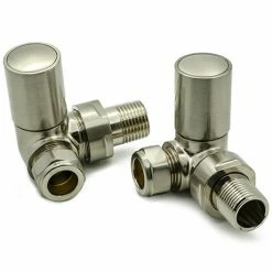 Reina Crova Corner Radiator Valves - Brushed Chrome