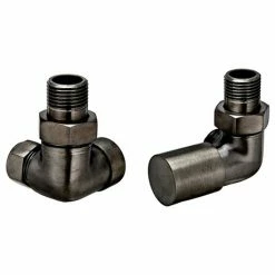 JTP Vos Brushed Black Corner Radiator Valves