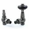 Amberley Thermostatic Angled Radiator Valves - Black Nickel