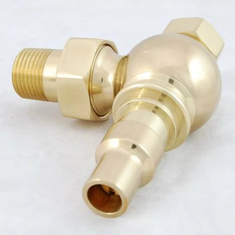 Amberley Thermostatic Angled Radiator Valves - Polished Brass - Image 2