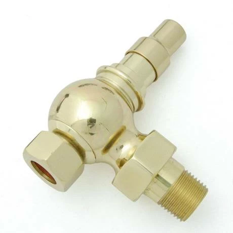 Amberley Thermostatic Angled Radiator Valves - Polished Brass - Image 3
