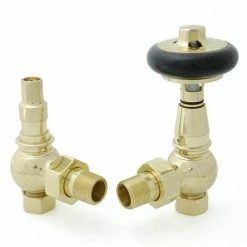 Amberley Thermostatic Angled Radiator Valves - Polished Brass