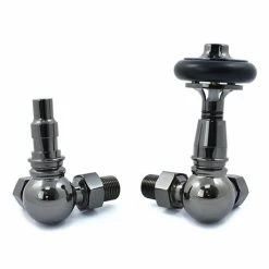 Amberley Thermostatic Corner Radiator Valves - Black Nickel