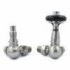 Amberley Thermostatic Corner Radiator Valves - Satin Nickel