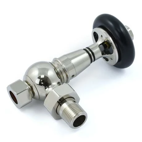 Amberley Thermostatic Angled Radiator Valves - Nickel - Image 2
