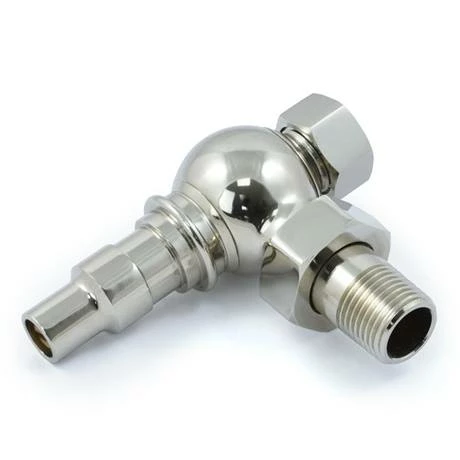 Amberley Thermostatic Angled Radiator Valves - Nickel - Image 3