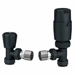 Monza Modern Anthracite Angled Thermostatic Radiator Valves - Energy Saving