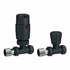Monza Modern Anthracite Straight Thermostatic Radiator Valves - Energy Saving