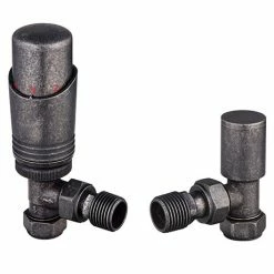 Modern Pewter Angled Thermostatic Radiator Valves