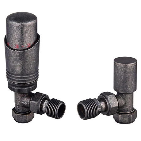Modern Pewter Angled Thermostatic Radiator Valves