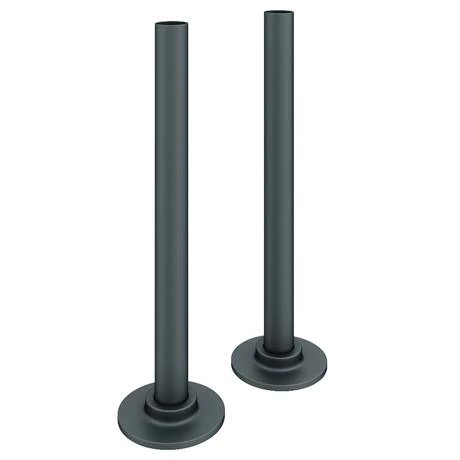 Arezzo Anthracite Round Corner Angled Radiator Valves with Pipe Kit - Image 3