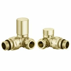 Arezzo Brushed Brass Round Corner Angled Radiator Valve