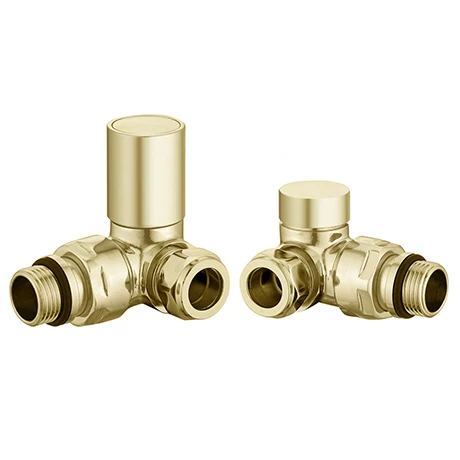 Arezzo Brushed Brass Round Corner Angled Radiator Valve