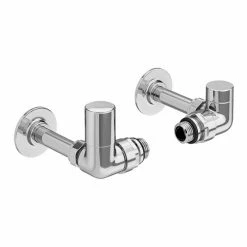 Arezzo Chrome Round Corner Angled Radiator Valves with Pipe Kit