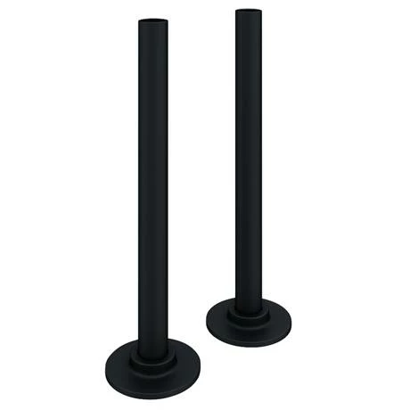Arezzo Matt Black Round Corner Angled Radiator Valves with Pipe Kit - Image 3