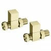 Arezzo Square Straight Radiator Valves - Brushed Brass