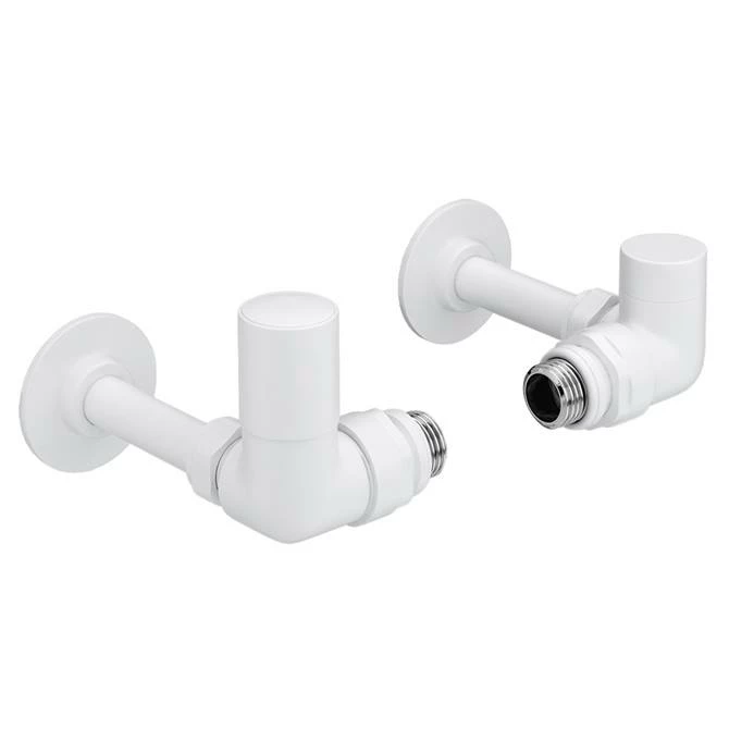 Arezzo Matt White Round Corner Angled Radiator Valves with Pipe Kit