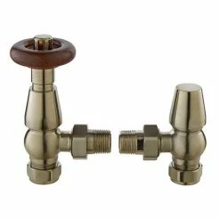 Bayswater Satin Nickel Traditional Angled Thermostatic Radiator Valves