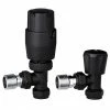 Monza Modern Matt Black Angled Thermostatic Radiator Valves - Energy Saving