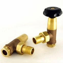 Old School Radiator Valves - Black/Brass