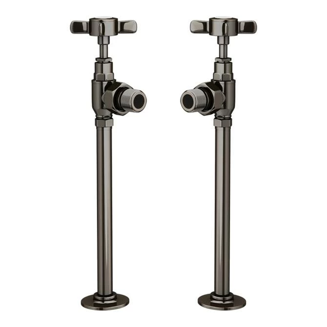 Chatsworth Black Nickel Angled Traditional Radiator Valves