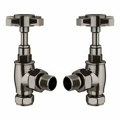 Art Deco Black Nickel Traditional Angled Radiator Valves