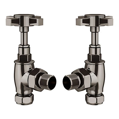 Art Deco Black Nickel Traditional Angled Radiator Valves