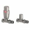 Monza Brushed Nickel Straight Thermostatic Radiator Valves - Energy Saving