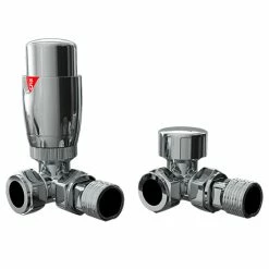 Monza Chrome Corner Thermostatic Radiator Valves - Energy Saving