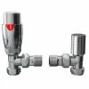 Monza Modern Chrome Angled Thermostatic Radiator Valves - Energy Saving