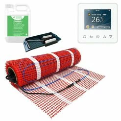 Caldo Underfloor Heating Kit w. White Programmable Timerstat Bundle - Various Sizes