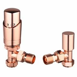 Modern Copper Angled Thermostatic Radiator Valves