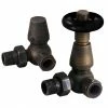 Chatsworth Rustic Brass & Black Thermostatic Corner Radiator Valves - Energy Saving