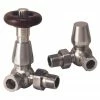 Chatsworth Satin Nickel Thermostatic Corner Radiator Valves - Energy Saving