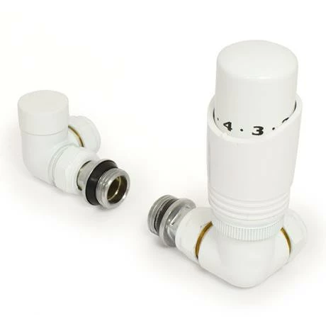 Monza Corner TRV White Thermostatic Radiator Valves - Energy Saving - Image 2