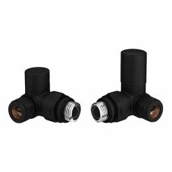 Arezzo Matt Black Round Corner Radiator Valves