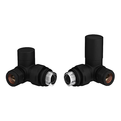 Arezzo Matt Black Round Corner Radiator Valves