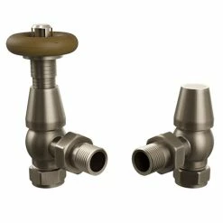 Fairport Angled Traditional Thermostatic Radiator Valves - Antique Brass