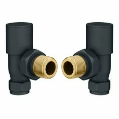 Modern Anthracite Angled Radiator Valves (Pair)