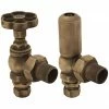 Chatsworth Traditional Daisy Wheel Angled Radiator Valves Rustic Brass