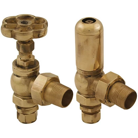 Gosport Traditional Daisy Wheel Angled Radiator Valves - Brass