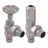 Chatsworth Traditional Daisy Wheel Angled Radiator Valves Satin Nickel