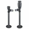 Monza Modern Grey Angled Thermostatic Radiator Valves incl. 180mm Stand Pipes - Energy Saving