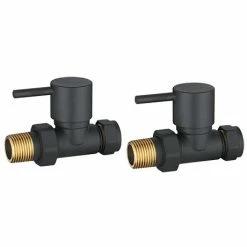 Modern Anthracite Straight Radiator Valves (Pair)