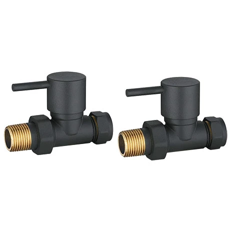 Modern Anthracite Straight Radiator Valves (Pair)