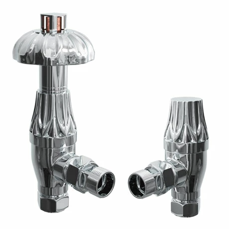 Granley Traditional Thermostatic Angled Radiator Valves - Polished Chrome