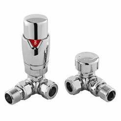 Hudson Reed Chrome Corner Thermostatic Radiator Valve Pack - HT317