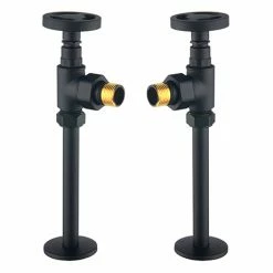 Arezzo Matt Black Industrial Style Angled Radiator Valves