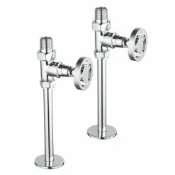 Arezzo Chrome Industrial Style Straight Radiator Valves incl. Stand Pipes